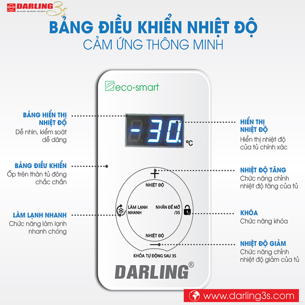 Bảng điều chỉnh nhiệt độ tủ đông Darling DMF-3799AS