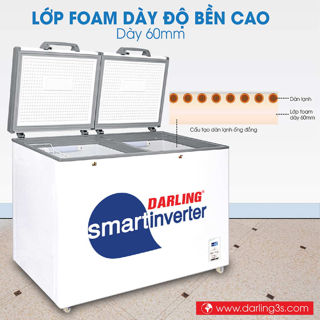 Tủ đông Darling DMF-3699WS lớp Foam dày 60mm