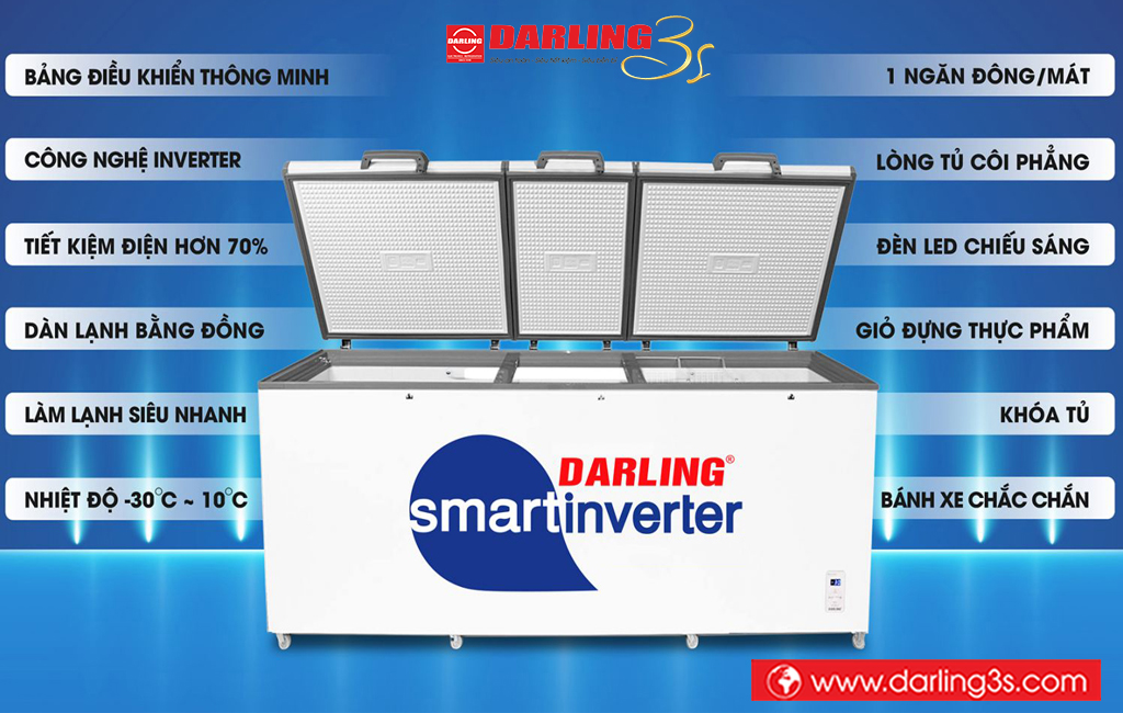 Tủ đông Darling inverter DMF-1279ASI 1400L