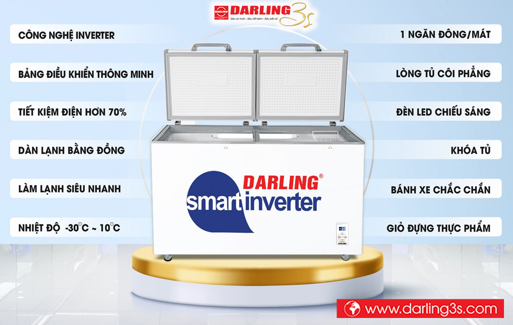 Tủ đông Darling inverter DMF-8779ASI 870 Lít