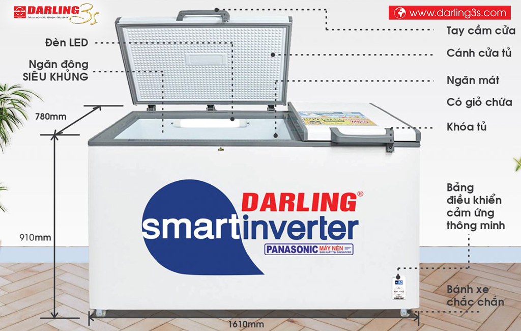 Kích thước Tủ đông Darling inverter DMF-7699WSI