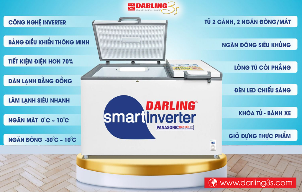 Tủ đông Darling inverter DMF-7699WSI 770L