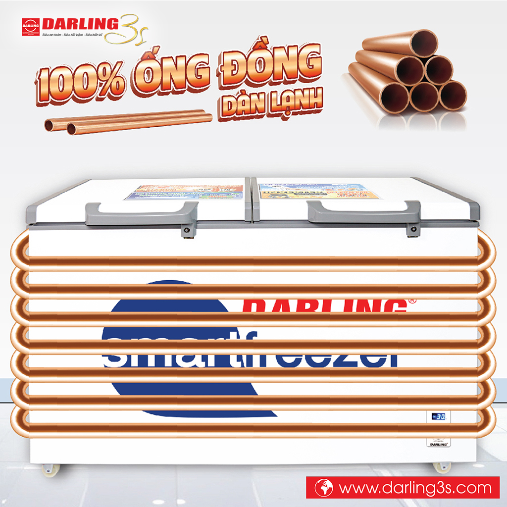 Tủ đông Darling DMF-3699WS-2 dàn đồng