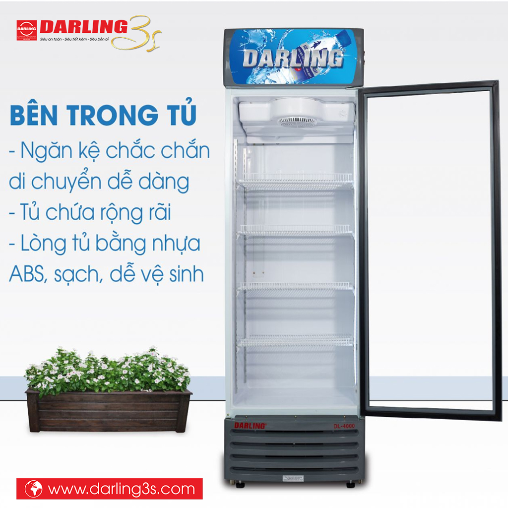 Bên trong lòng tủ mát Darling DL-4000A3