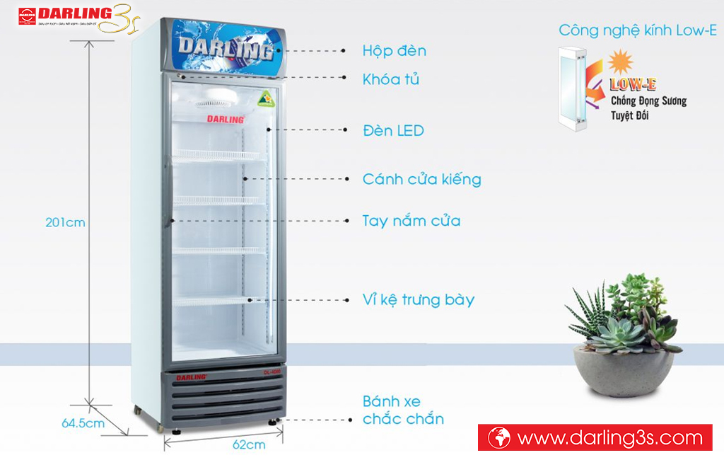 Kích thước Tủ mát Darling inverter DL-4000A3