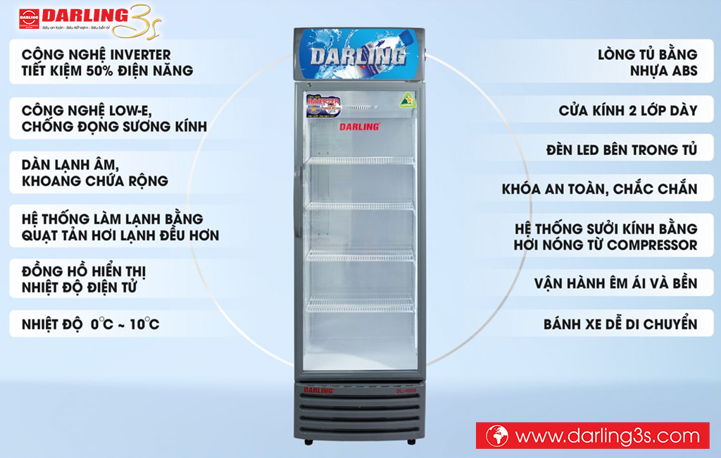 Tủ mát Darling inverter DL-4000A3 450L