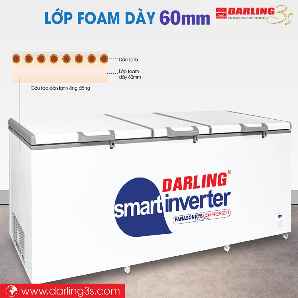 Tủ đông Darling inverter DMF-1579ASI Lớp Foam dày 60mm