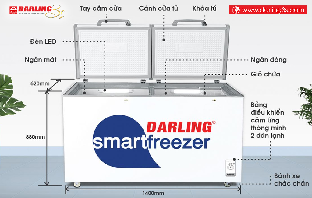 Kích thước Tủ đông Darling DMF-4699WS-4