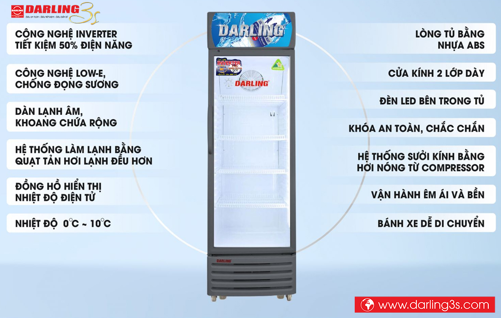 Tủ mát inverter Darling DL-3200A3 320L