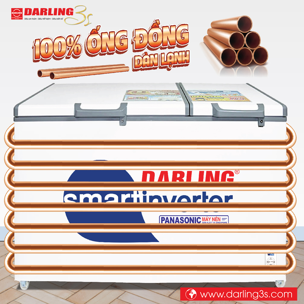 Tủ đông Darling DMF-7699WS-2 dàn đồng