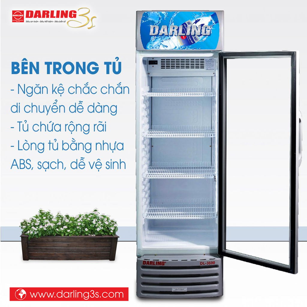 Bên trong lòng tủ mát Darling inverter DL-3600A5