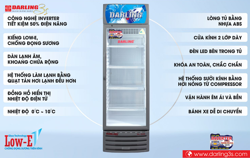 Tủ mát Darling inverter DL-3600A5 380L