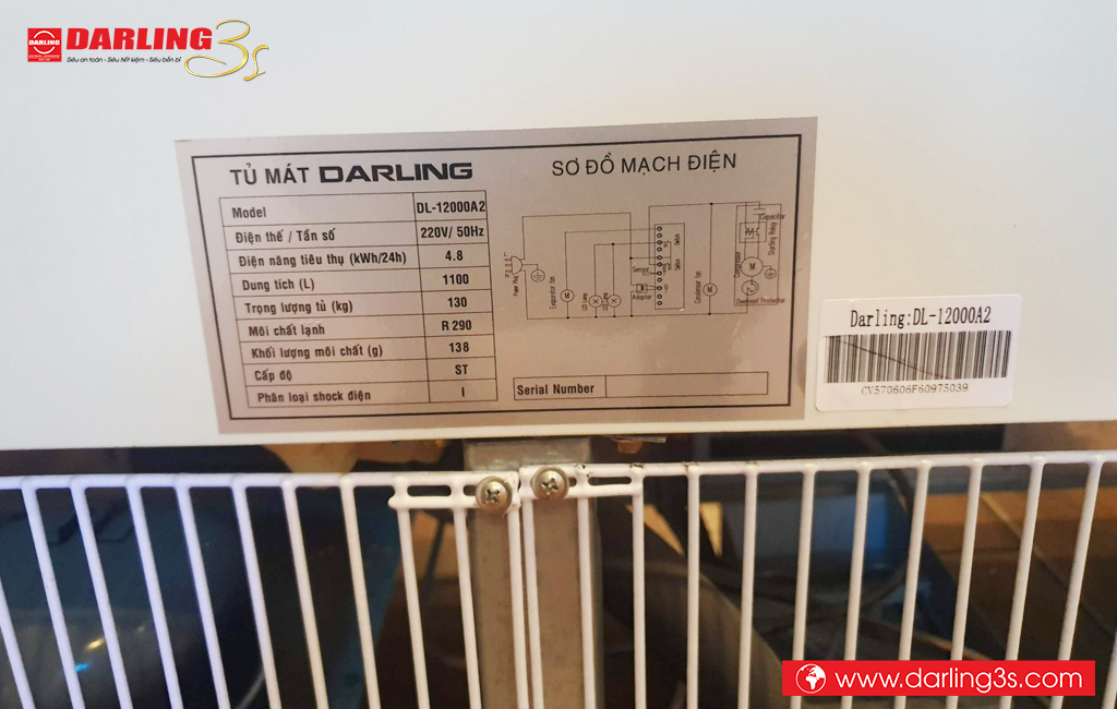 Thông số kỹ thuật tủ mát Darling DL-12000A2