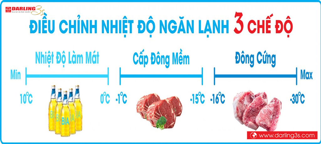 Điều chỉnh nhiệt độ tủ đông Darling DMF-1979ASI