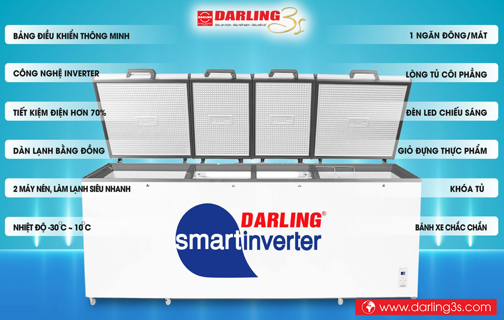Tủ đông Darling inverter DMF-1979ASI 4 cánh