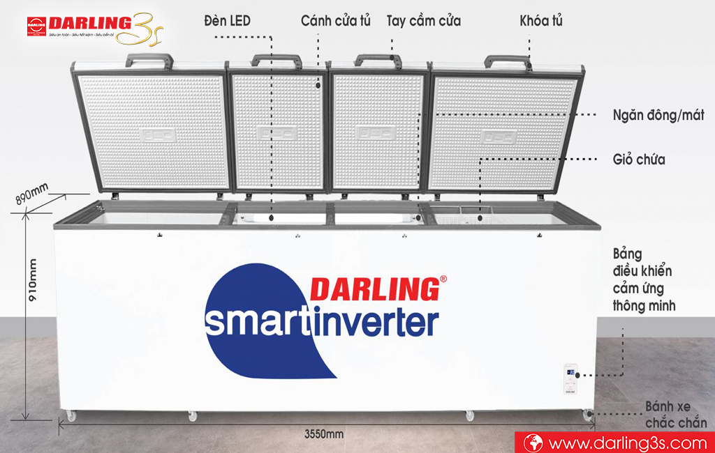 Kích thước Tủ đông Darling inverter DMF-1779ASI