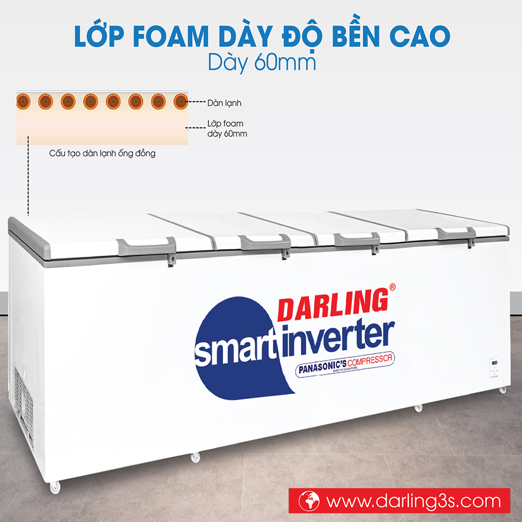Tủ đông Darling inverter DMF-1779ASI lớp foam dày 60mm