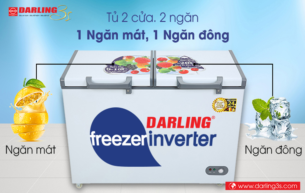 Tủ đông mát Darling DMF-3999W2 2 ngăn đông mát