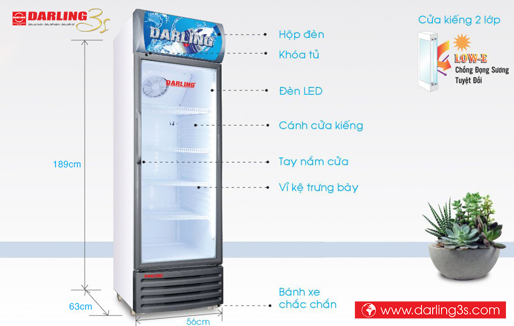 Kích thước tủ mát Darling DL-3600AL