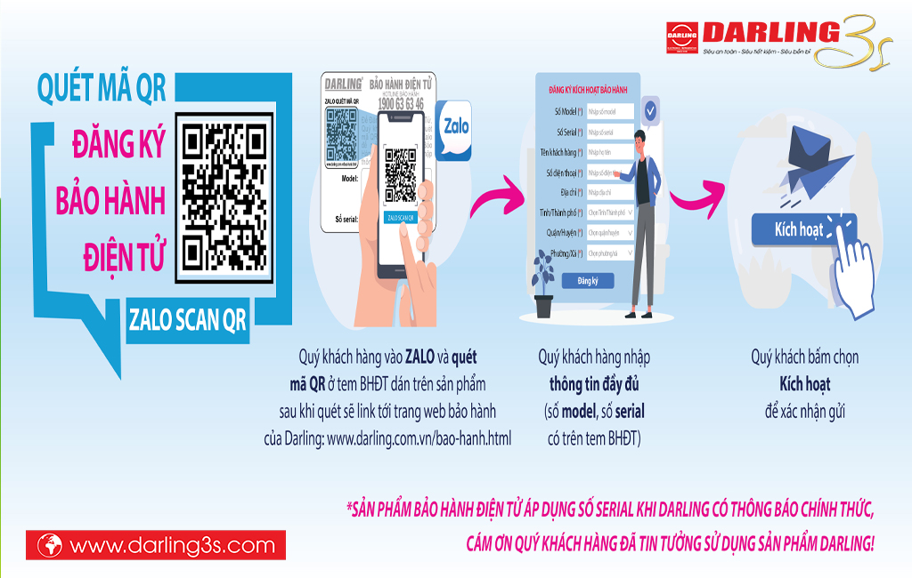 Hướng dẫn kích hoạt bảo hành Tủ đông Darling