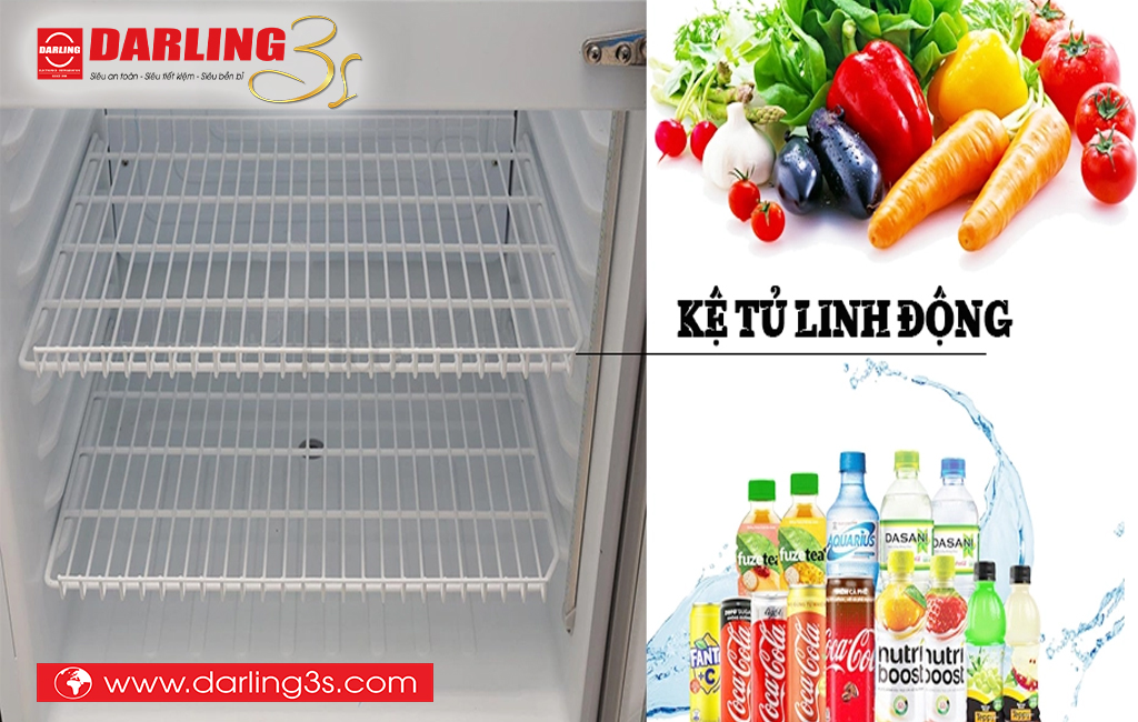 Kệ (vỉ) tủ mát có thể điều chỉnh tăng đưa cao thấp tuỳ nhu cầu sử dụng