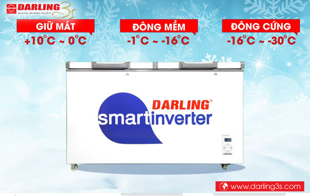 Tủ đông Darling chế độ nhiệt đa dạng (Đông cứng- Đông mềm- Làm mát)