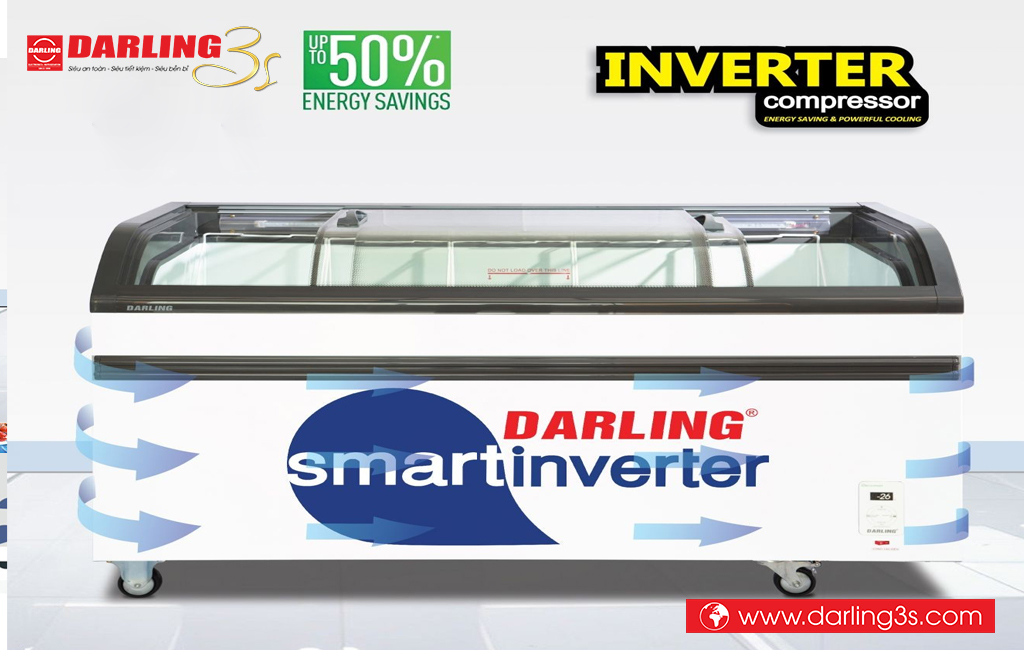 Tủ đông mặt kính Darling công nghệ inverter tiết kiệm điện năng