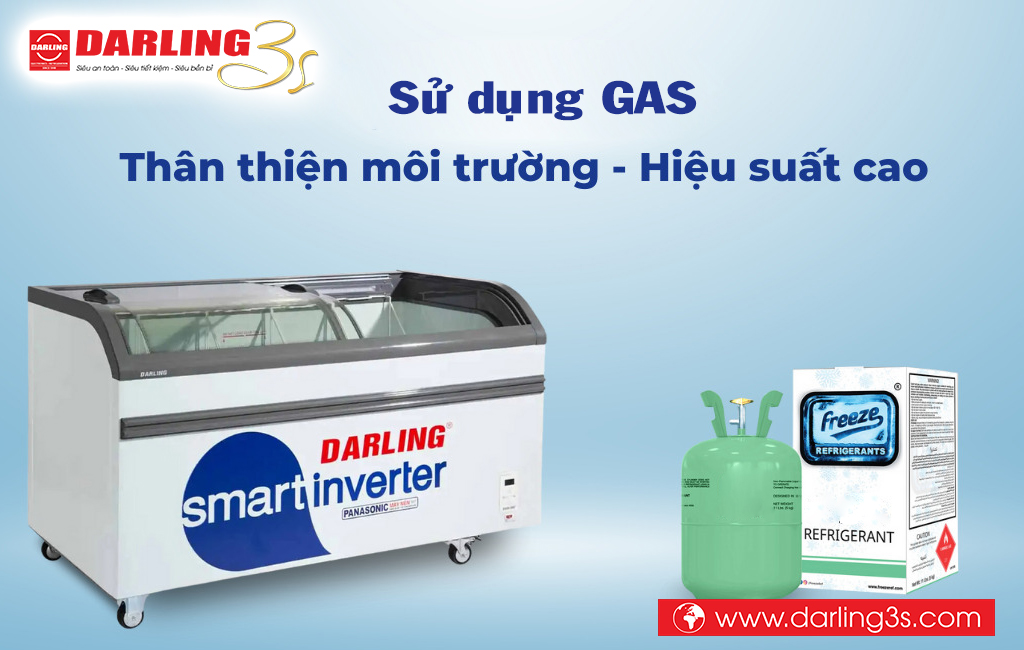 Tủ đông mặt kính Darling sử dụng GAS thân thiện với môi trường