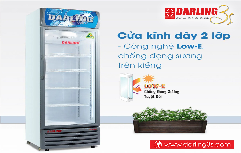 Tủ mát Darling trang bị kính LOW E chóng đọng sương