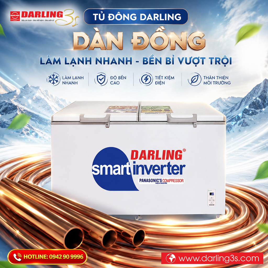 Tủ đông Darling dàn đồng 
