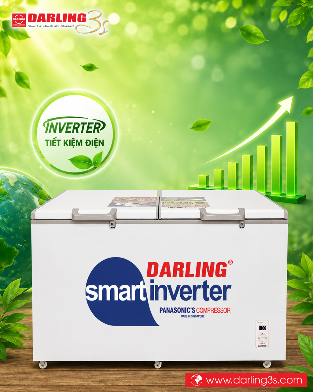 Tủ đông Darling inverter tiết kiệm điện