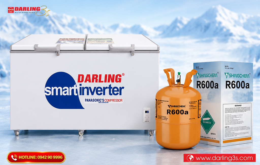 Tủ đông Darling sử dụng Gas R600a thân thiện môi trường