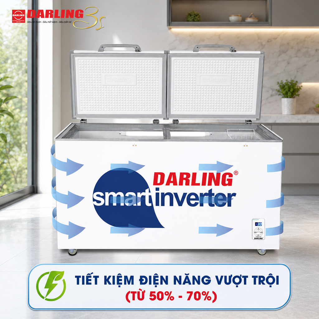 Tủ mát Darling Smart Inverter tiết kiệm 50% đến 70% điện năng