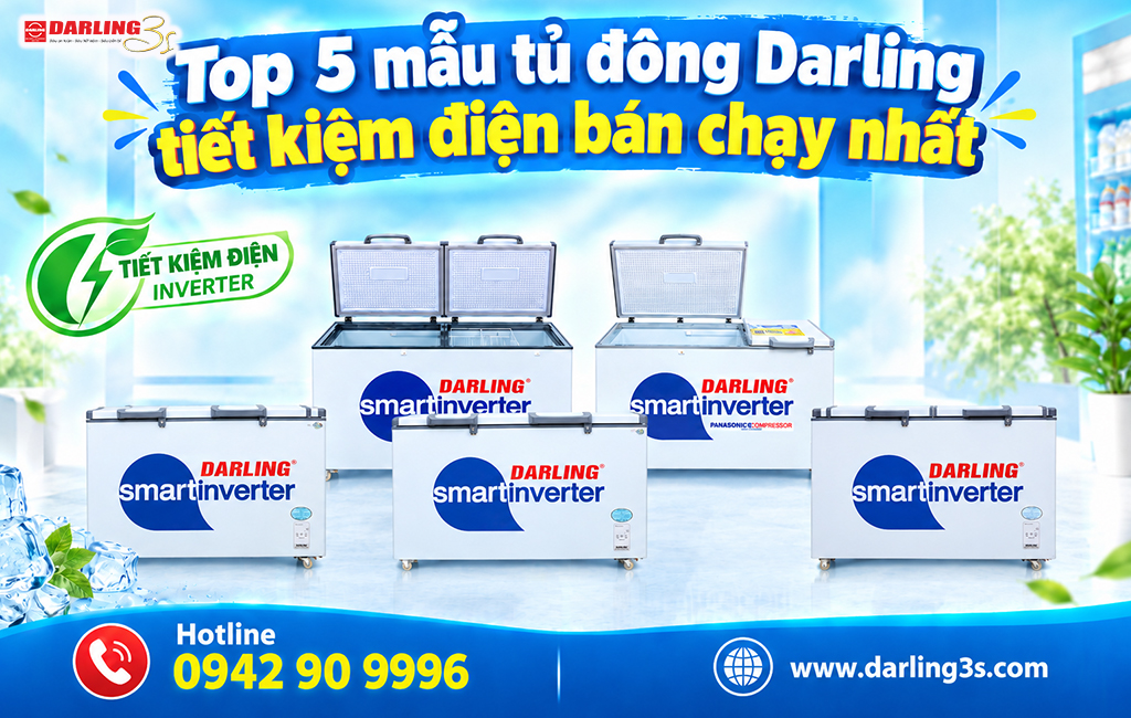 Top 5 mẫu tủ đông Darling tiết kiệm điện bán chạy nhất T9/2026