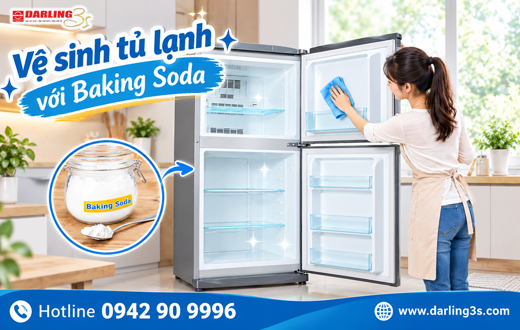 Vệ sinh tủ lạnh bằng dung dịch baking soda
