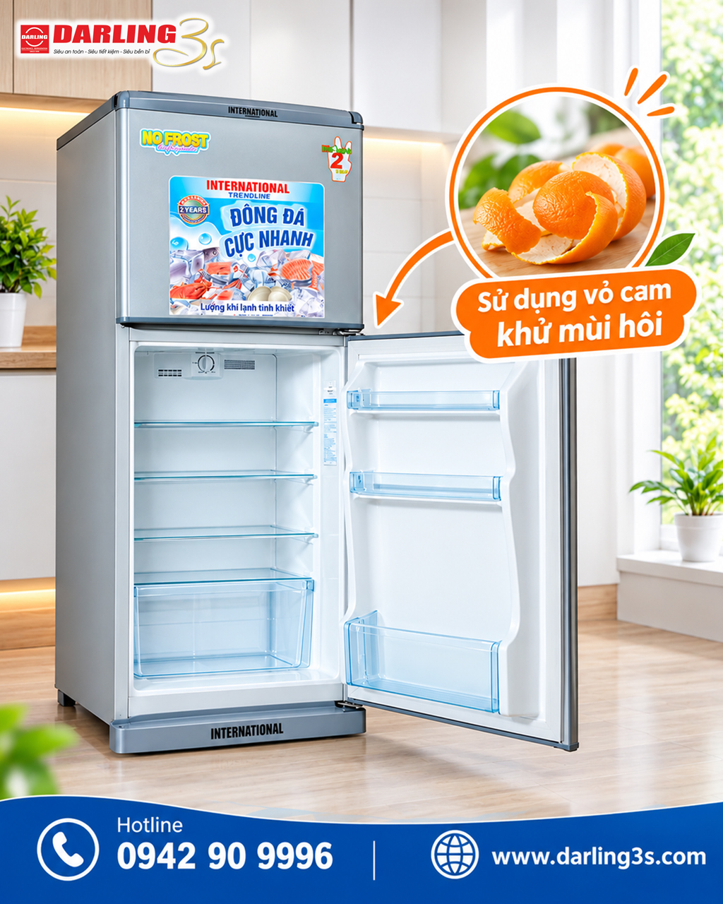 Sử dụng vỏ cam khử mùi hôi tủ lạnh